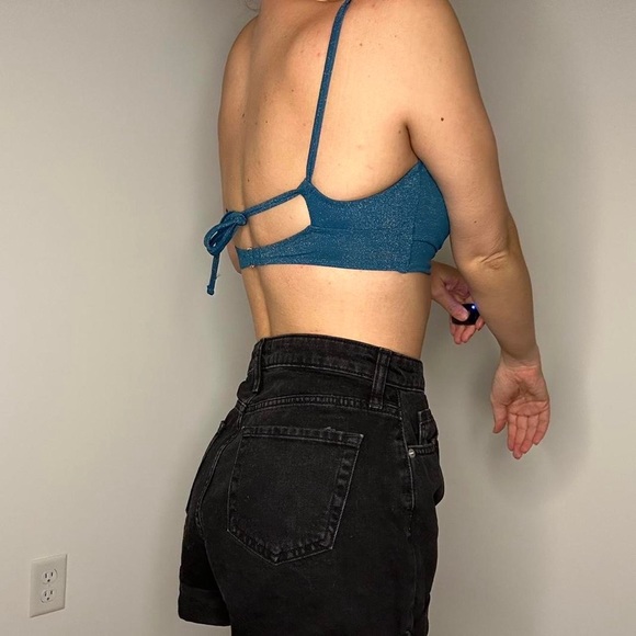 NWT Shade & Shore Sparkly Teal Bikini Top - Picture 3 of 6